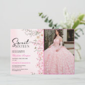 さくらんぼ花フローラSweet sixteen誕生日 招待状 (スタンド正面)