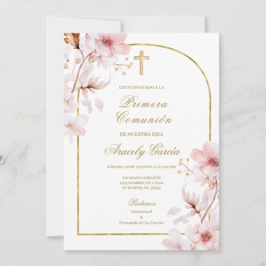 さくらんぼ花プリメラコムニオン 招待状 (正面)