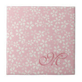 さくらんぼ花モノグラム。ほこりっぽいバラ。桜。 タイル (正面)