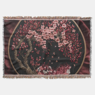 さくらんぼ花刺繍結婚ヴィンテージ包み スローブランケット