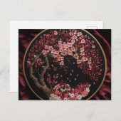 さくらんぼ花刺繍結婚ヴィンテージ包み ポストカード (正面/裏面)