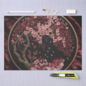 さくらんぼ花刺繍結婚ヴィンテージ包み 薄葉紙 (クラフト)