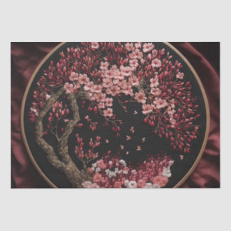 さくらんぼ花刺繍結婚ヴィンテージ包み 薄葉紙