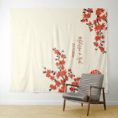 さくらんぼ花咲きクリー結婚ム中国背景 タペストリー (インサイチュ(横))