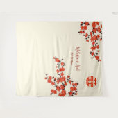 さくらんぼ花咲きクリー結婚ム中国背景 タペストリー (正面(横))