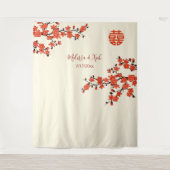 さくらんぼ花咲きクリー結婚ム中国背景 タペストリー (正面)