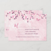 さくらんぼ花咲きピンクガールベビーシャワーRSVP 出欠カード (正面/裏面)