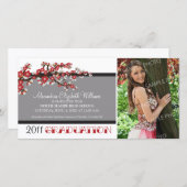 さくらんぼ花咲き卒業のお知らせ（黒） 案内状 (正面/裏面)