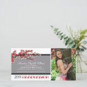 さくらんぼ花咲き卒業のお知らせ（黒） 案内状 (スタンド正面)