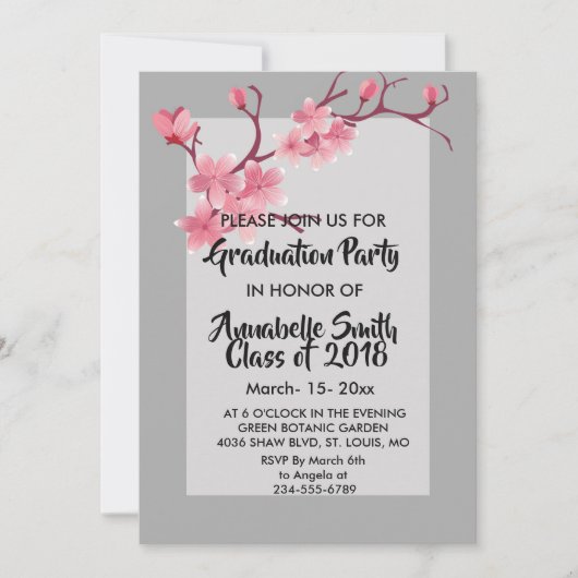 さくらんぼ花咲き卒業 招待状 (正面)