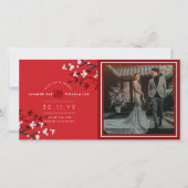 さくらんぼ花咲く「Xie Xie」中国のの結婚写真 サンキューカード (正面)