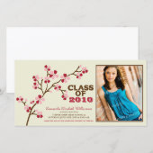 さくらんぼ花咲の卒業発表（赤） 案内状 (正面/裏面)