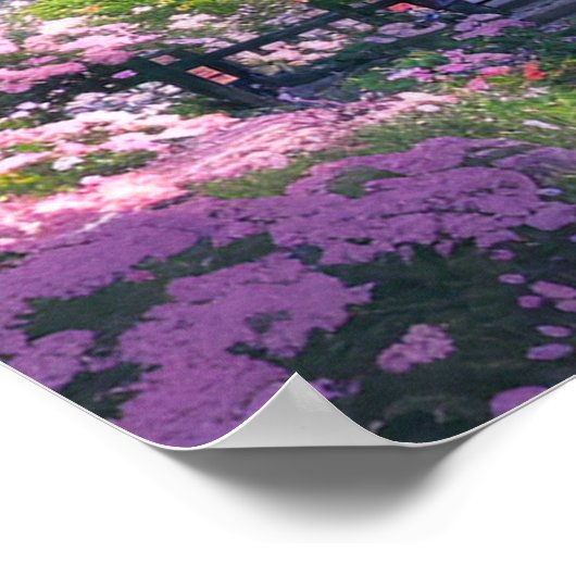 さくらんぼ花園と木造の寺院 ポスター (角)