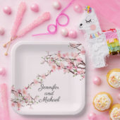 さくらんぼ花婚披露宴パーソナライズネーム ペーパープレート (パーティー)