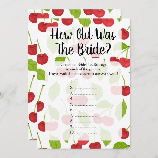 さくらんぼ花嫁のシャワーのゲームは何歳だった (正面/裏面)