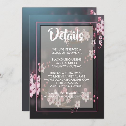 さくらんぼ花形幾何学フローラ囲い 招待状 (正面/裏面)