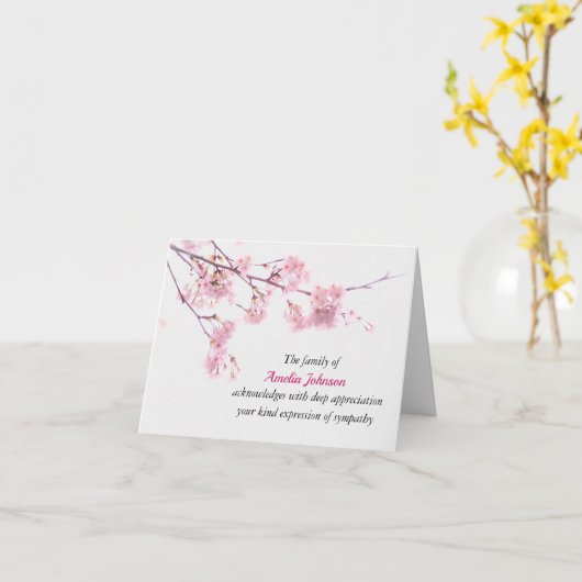さくらんぼ花悔やみや弔慰ありがとう カード (黄色い花)