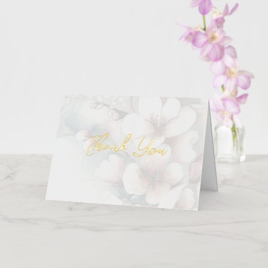 さくらんぼ花折り箔サンキューカード 箔グリーティングカード (蘭)