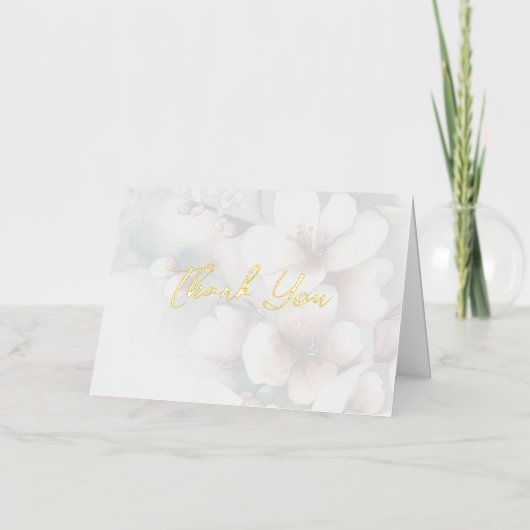 さくらんぼ花折り箔サンキューカード 箔グリーティングカード (正面)