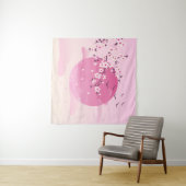 さくらんぼ花日本の景ピンク タペストリー (インサイチュ(横))