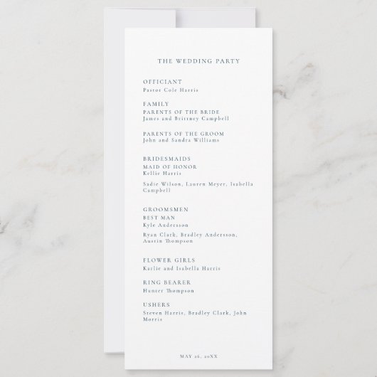 さくらんぼ花日本ウエディングプログラム 招待状 (裏面)