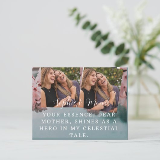 さくらんぼ花春パーソナライズされたママ シーズンポストカード (スタンド正面)