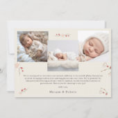 さくらんぼ花春ベビー誕生発表 招待状 (裏面)