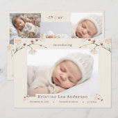 さくらんぼ花春ベビー誕生発表 招待状 (正面/裏面)