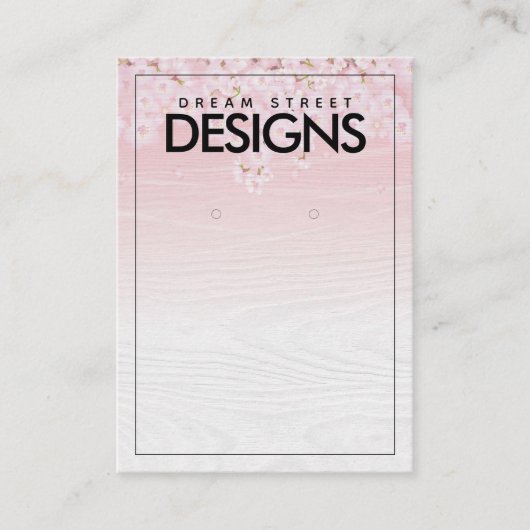 さくらんぼ花木製耳飾りカード 名刺 (正面)