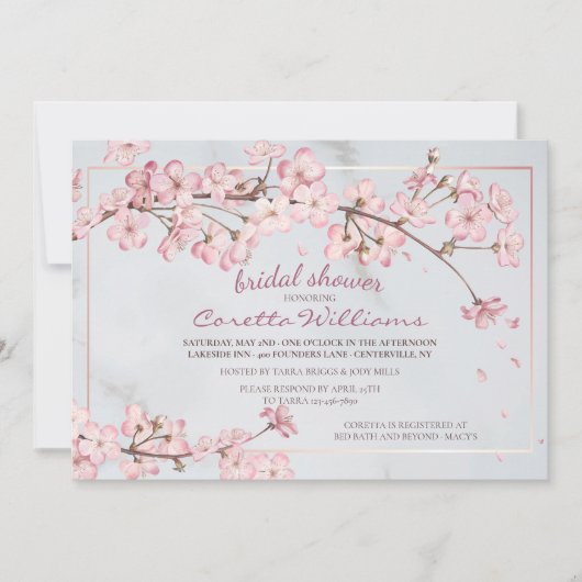 さくらんぼ花束ブライダルシャワー 招待状 (正面)