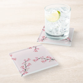 さくらんぼ花模様ガラスのコースター ガラスコースター
