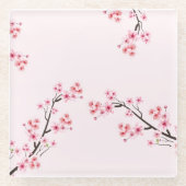 さくらんぼ花模様ガラスのコースター ガラスコースター (正面)