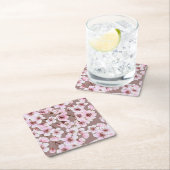 さくらんぼ花模様 スクエアペーパーコースター (インサイチュ)