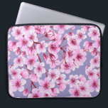 さくらんぼ花模様 ラップトップスリーブ<br><div class="desc">さくらんぼの花の枝で作られた水色のシームレスなパターン。</div>