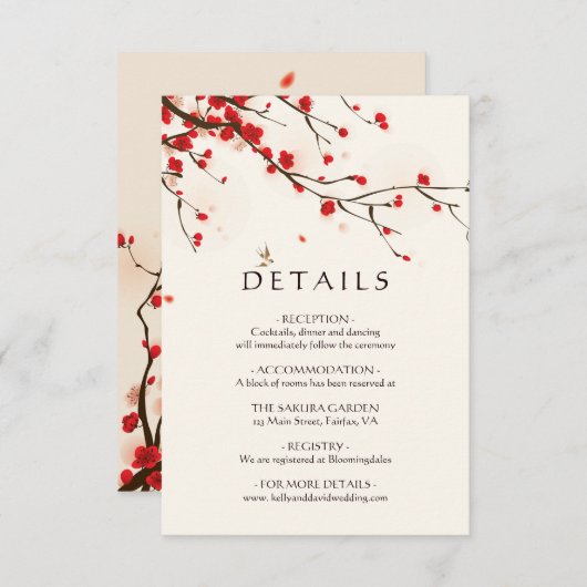 さくらんぼ花水彩フローラ結婚の詳細 招待状 (正面/裏面)