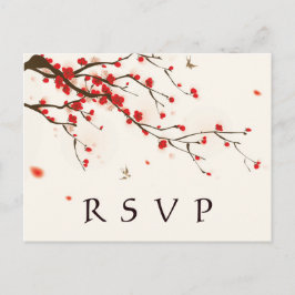 さくらんぼ花水彩フローラ結婚式RSVP インビテーションポストカード