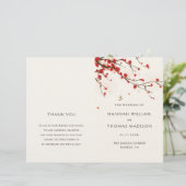 さくらんぼ花水彩折り畳み結婚式 プログラム (スタンド正面)