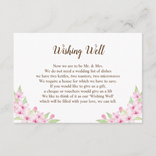 さくらんぼ花水彩結婚ギフトガイドカード エンクロージャーカード (正面)