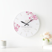 さくらんぼ花水彩結婚記念日 ラージ壁時計 (ホーム)