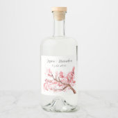 さくらんぼ花水彩花フローラ リキュールボトルラベル (正面)