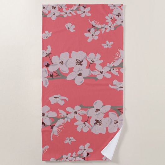 さくらんぼ花浮花 ビーチタオル (正面)