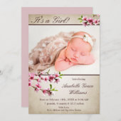 さくらんぼ花淡写真誕生発表 案内状 (正面/裏面)