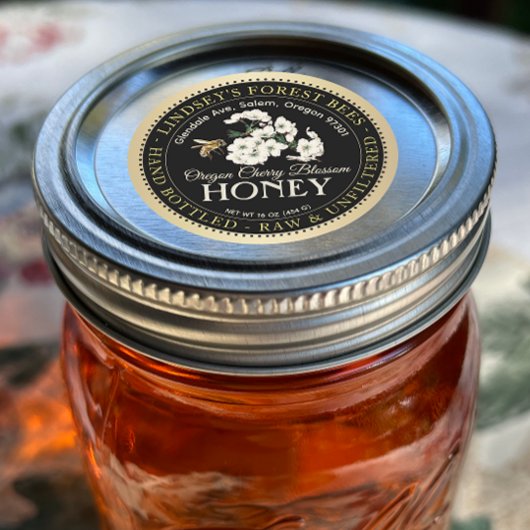 さくらんぼ花生手瓶入り蜂蜜金ゴールド縁ど ラウンドシール