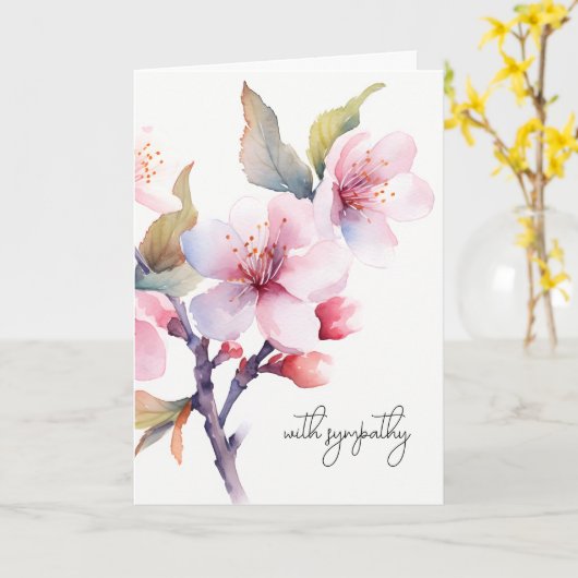 さくらんぼ花花悔やみや弔慰葬祭記念碑 カード (黄色い花)