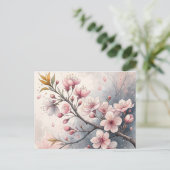 さくらんぼ花花招待状葉書 インビテーションポストカード (スタンド正面)