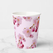 さくらんぼ花花枝ピンク60誕生日 紙コップ (左)