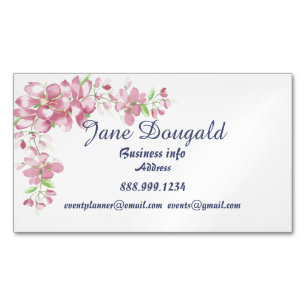 さくらんぼ花花水彩画カスタム像 マグネット名刺