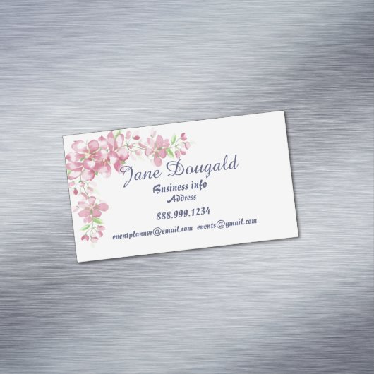 さくらんぼ花花水彩画カスタム像 マグネット名刺 (インサイチュ)