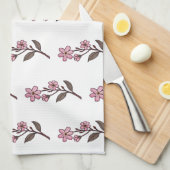 さくらんぼ花茶タオル – 白い模様 キッチンタオル (四つ折り)