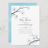 さくらんぼ花赤ちゃんシャワー 招待状 (正面/裏面)